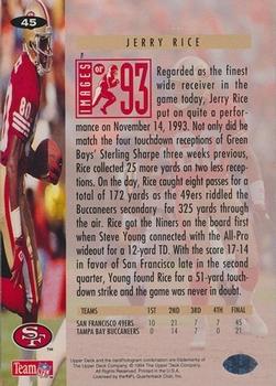 1994 Collector's Choice #45 Jerry Rice Back