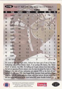 1994 Collector's Choice #172 Rickey Jackson Back