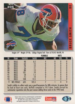 1994 Collector's Choice #205 Bruce Smith Back