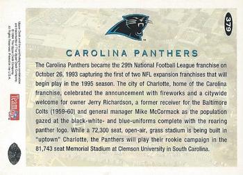 1994 Collector's Choice #379 Expansion Team Carolina Panthers Back