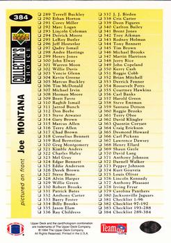 1994 Collector's Choice #384 Joe Montana Back