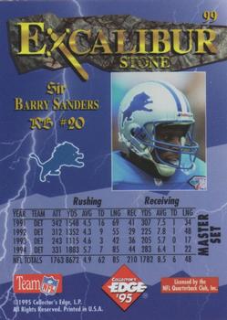 1995 Collector's Edge Excalibur - Sword and Stone Bronze #99 Barry Sanders Back
