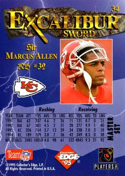 1995 Collector's Edge Excalibur - Sword and Stone Gold #34 Marcus Allen Back