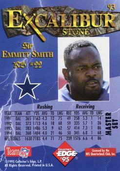 1995 Collector's Edge Excalibur - Sword and Stone Gold #93 Emmitt Smith Back