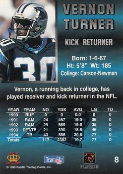 1995 Pacific - Blue #8 Vernon Turner Back