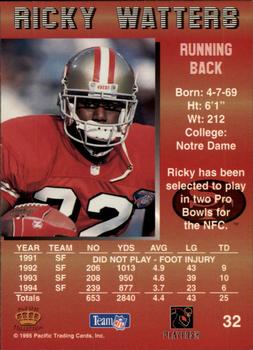 1995 Pacific - Blue #32 Ricky Watters Back