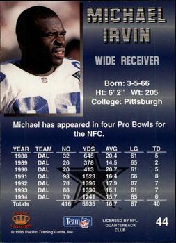1995 Pacific - Blue #44 Michael Irvin Back