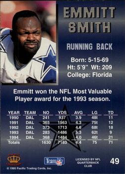 1995 Pacific - Blue #49 Emmitt Smith Back