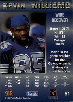 1995 Pacific - Blue #51 Kevin Williams Back