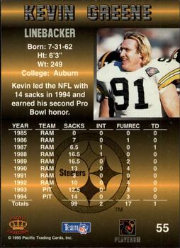 1995 Pacific - Blue #55 Kevin Greene Back