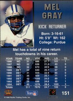 1995 Pacific - Blue #151 Mel Gray Back