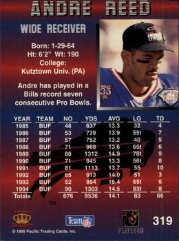 1995 Pacific - Blue #319 Andre Reed Back
