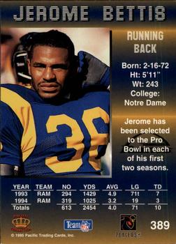 1995 Pacific - Blue #389 Jerome Bettis Back