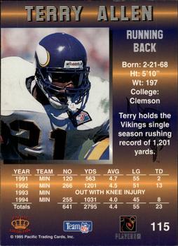 1995 Pacific - Platinum #115 Terry Allen Back