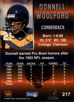 1995 Pacific - Platinum #217 Donnell Woolford Back