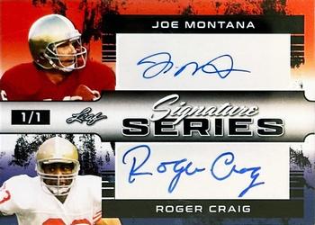 2022 Leaf Signature Series - Dual Signature Red, White and Blue #SSD-33 Joe Montana / Roger Craig Front