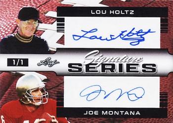 2022 Leaf Signature Series - Dual Signature Pigskin #SSD-42 Lou Holtz / Joe Montana Front