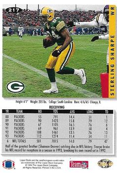 1994 Collector's Choice - Gold #217 Sterling Sharpe Back