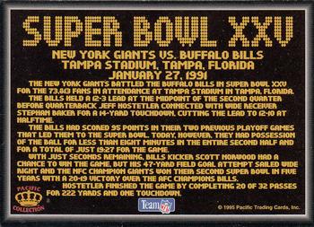 1995 Pacific Prisms - Super Bowl Logos #NNO Super Bowl XXV Back