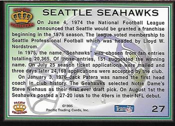 1995 Pacific Prisms - Team Uniforms #27 Seattle Seahawks Back