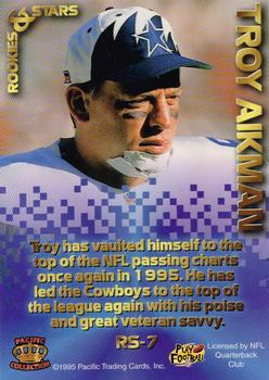 1995 Pacific Triple Folder - Rookies and Stars #RS-7 Troy Aikman Back