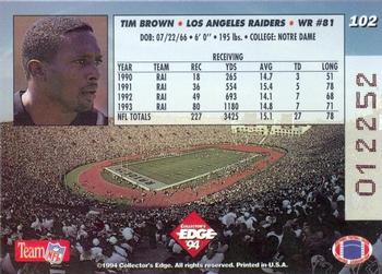 1994 Collector's Edge #102 Tim Brown Back