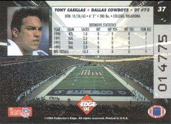 1994 Collector's Edge #37 Tony Casillas Back