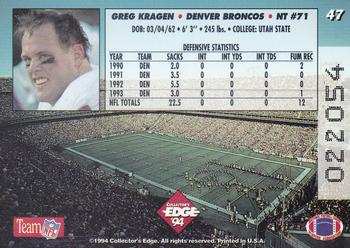 1994 Collector's Edge #47 Greg Kragen Back