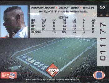 1994 Collector's Edge #56 Herman Moore Back