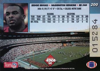 1994 Collector's Edge #200 Reggie Brooks Back