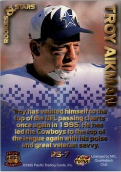 1995 Pacific Triple Folder - Rookies and Stars Blue #RS-7 Troy Aikman Back