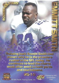 1995 Pacific Triple Folder - Rookies and Stars Blue #RS-10 Emmitt Smith Back