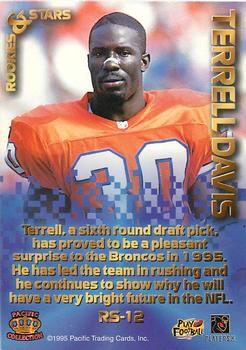 1995 Pacific Triple Folder - Rookies and Stars Blue #RS-12 Terrell Davis Back