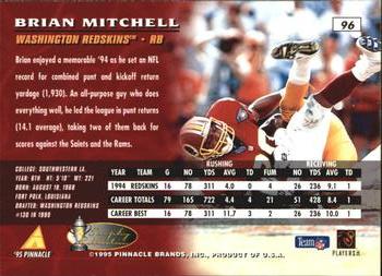 1995 Pinnacle - Artist's Proofs #96 Brian Mitchell Back