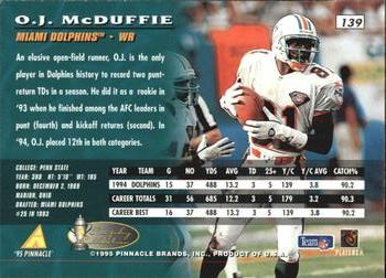 1995 Pinnacle - Artist's Proofs #139 O.J. McDuffie Back