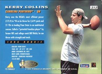 1995 Pinnacle - Artist's Proofs #212 Kerry Collins Back