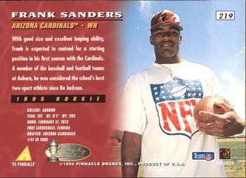 1995 Pinnacle - Artist's Proofs #219 Frank Sanders Back