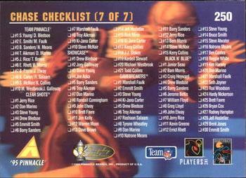 1995 Pinnacle - Artist's Proofs #250 Chase Programs Checklist Back
