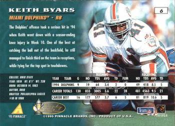 1995 Pinnacle - Trophy Collection #6 Keith Byars Back
