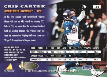 1995 Pinnacle - Trophy Collection #44 Cris Carter Back