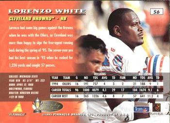 1995 Pinnacle - Trophy Collection #56 Lorenzo White Back