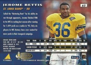 1995 Pinnacle - Trophy Collection #63 Jerome Bettis Back