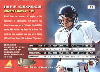 1995 Pinnacle - Trophy Collection #72 Jeff George Back