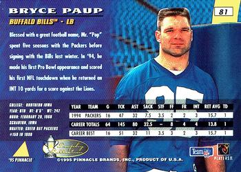 1995 Pinnacle - Trophy Collection #81 Bryce Paup Back