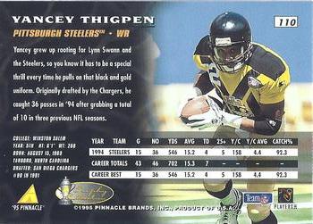 1995 Pinnacle - Trophy Collection #110 Yancey Thigpen Back