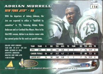 1995 Pinnacle - Trophy Collection #116 Adrian Murrell Back