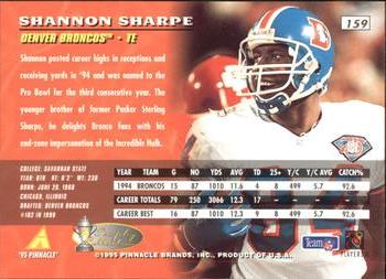 1995 Pinnacle - Trophy Collection #159 Shannon Sharpe Back