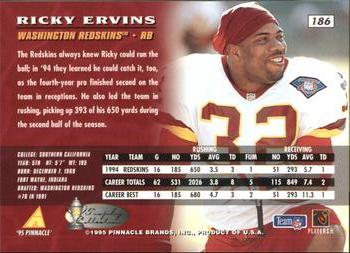 1995 Pinnacle - Trophy Collection #186 Ricky Ervins Back