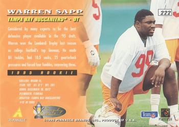 1995 Pinnacle - Trophy Collection #222 Warren Sapp Back