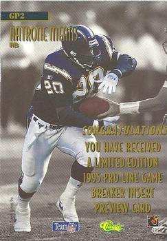 1995 Classic NFL Rookies - Game Breakers Previews #GP2 Natrone Means Back